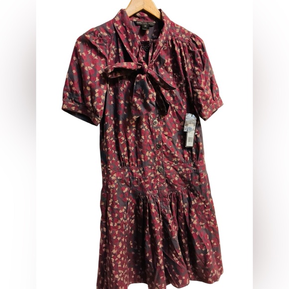 NEW Vintaje. Marc By Marc Jacobs Burgundy Floral Mini Dress - Picture 1 of 11